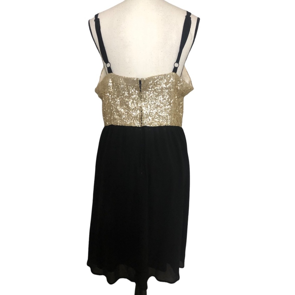 Torrid Sequin Chiffon Party Dress Babydoll Layered Gold Sleeveless Sz 14 - Picture 7 of 15